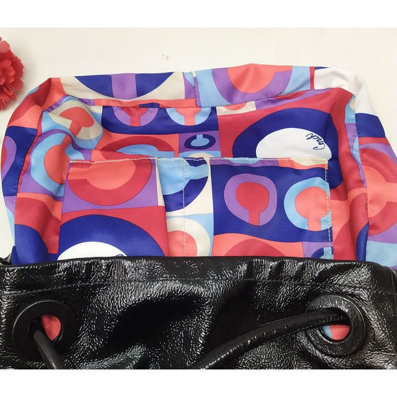 Coach Resort Black Patent Leather Drawstring Pockets Hobo Shoulder Bag - Picture 11 of 16